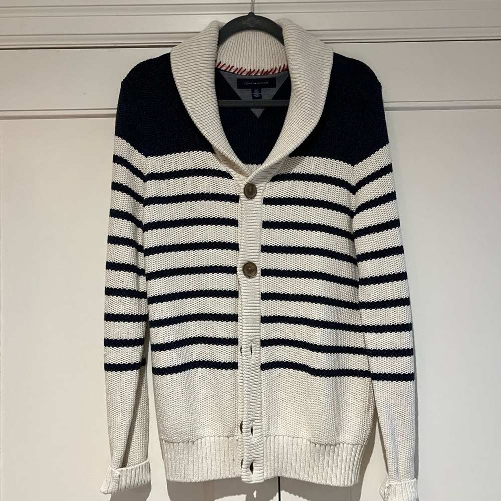 TOMMY HILFIGER Mens Or Womens Nautical Cardigan, Men’s Size S.